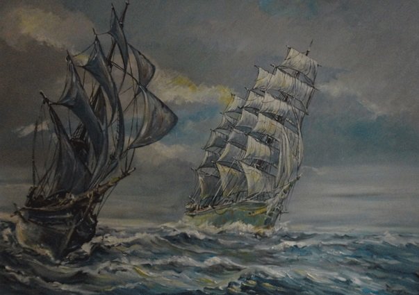 twee en driemaster tall ship